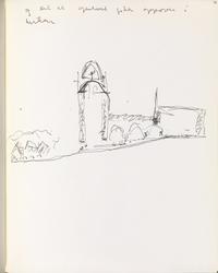 ...og det at gulvet gikk oppover i kirken [Skisse]