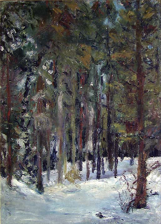 Skog i sne [Maleri]