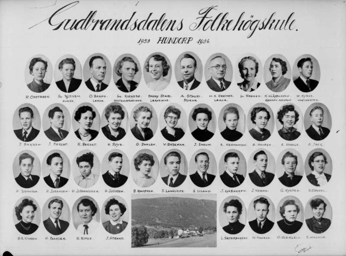 Hundorp. Gudbrandsdalens Folkehøgskule. 1953 - 1954.