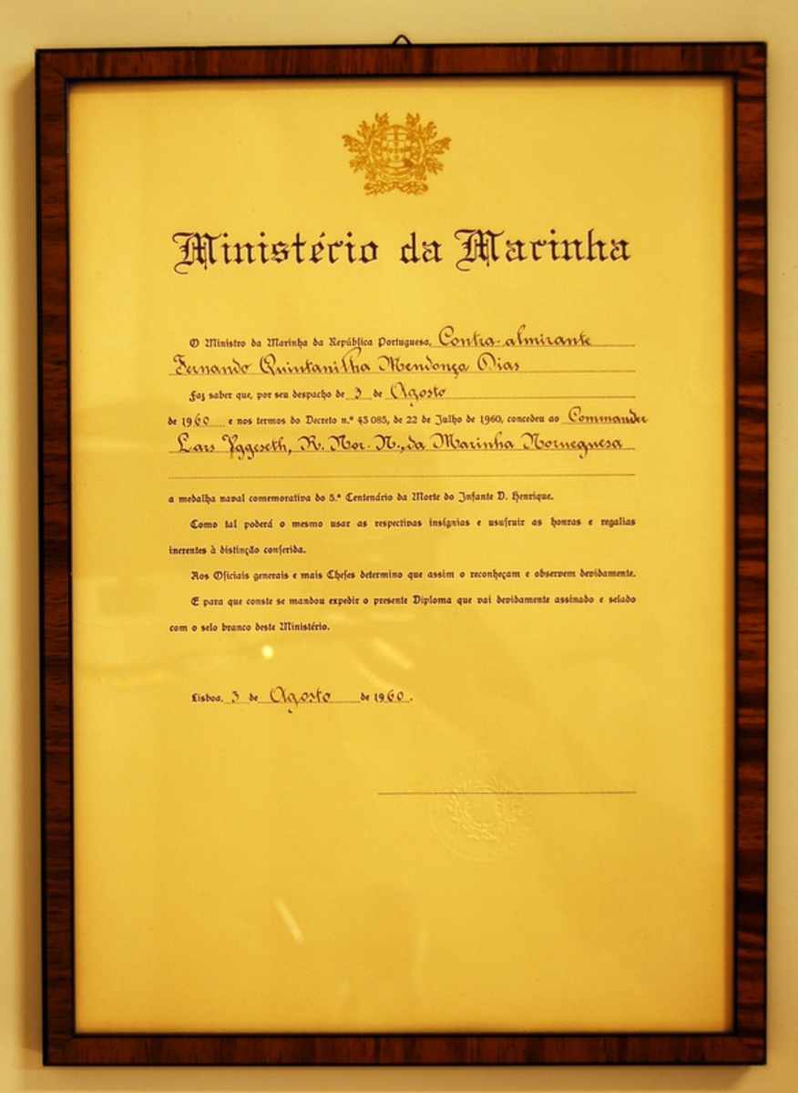 Diplom i glass og ramme