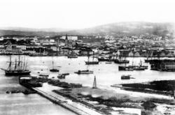 Utsikt over Oslo havn fra Ekeberg, .1880