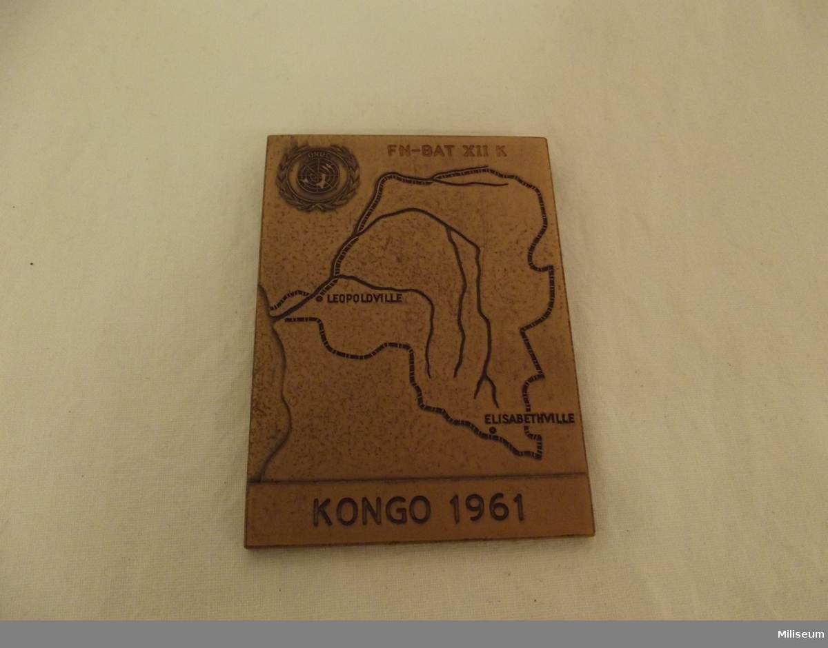 Plakett, Svenska FN-bataljonen  Kongo 1961.