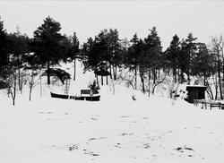 Vinterbilde fra gårdsplassen på Digerud, Frogn, Akershus, 19