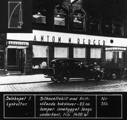 Butikkskilt for Anton N. Berger, kafé og konditori i Oslo, 1