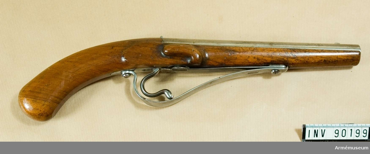 Slaglåspistol av Whiteocks konstruktion, omkring 1835.