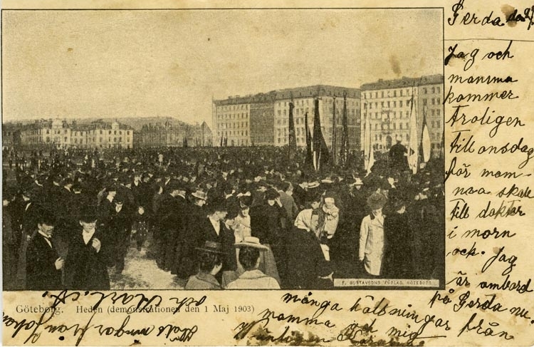 Notering på kortet: Göteborg. Heden (demonstrationen 1 Maj 1903).