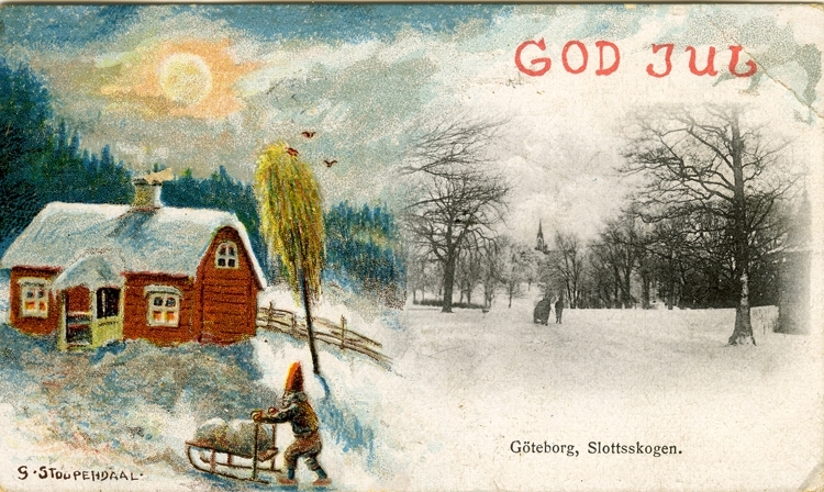 Kort: God Jul. Göteborg, Slottsskogen.