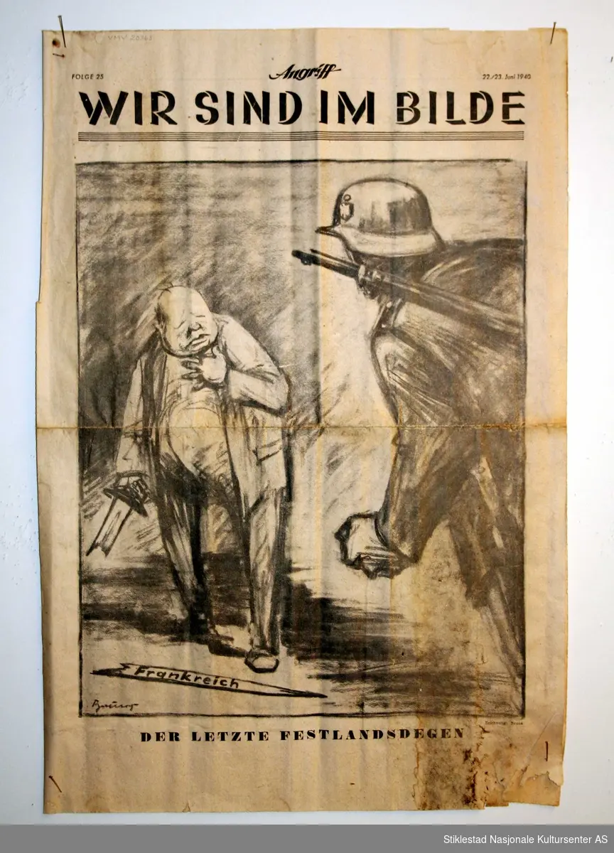 Tysk propagandaavis med fire sider i Berlinerformat. Utgitt sommeren 1940. Illustrert med bilder og tegninger.