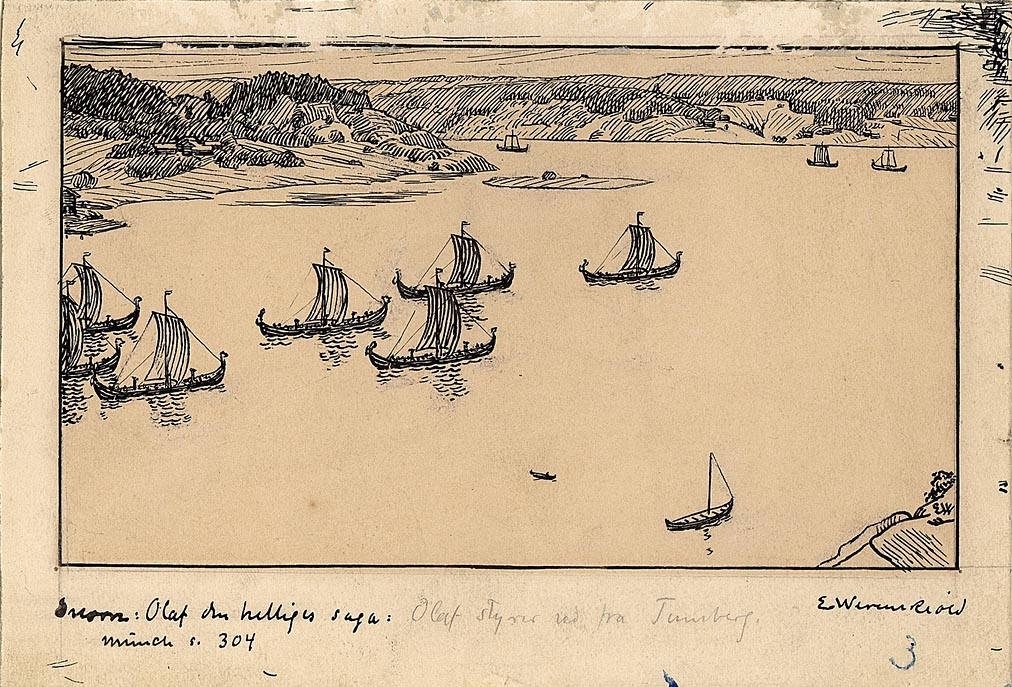 Illustrasjon til "Olav den Helliges Saga", Snorre Sturlason, Kongesagaer, 1899 [Illustrasjon]