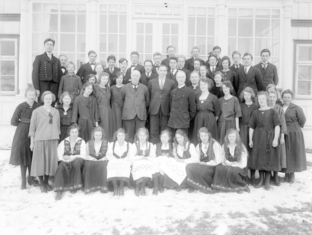 Kort : S. Fron 1923  Gudbrandsdalens folkehøgskole 1922 - 23, skolebilde, klassebilde