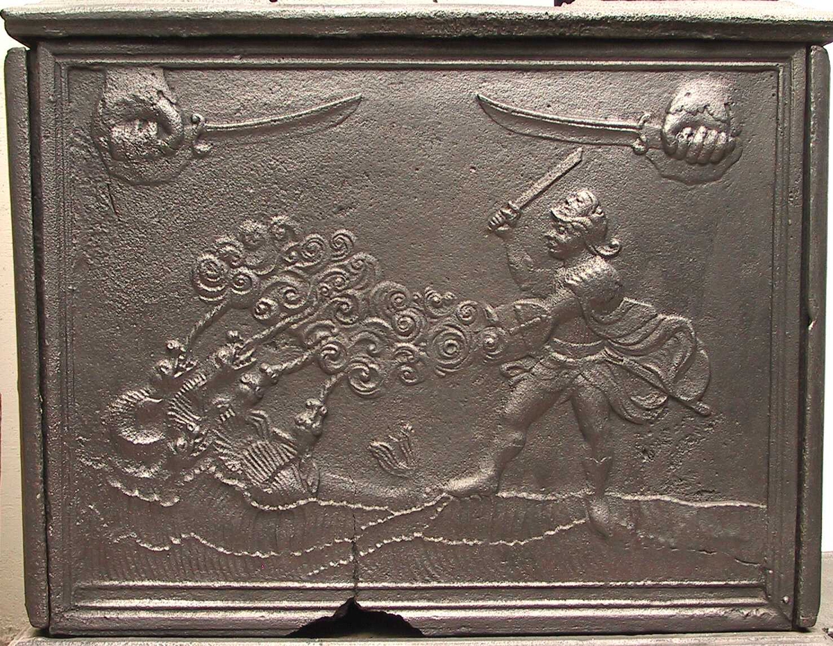 Perseus i kamp med femhodet drage.