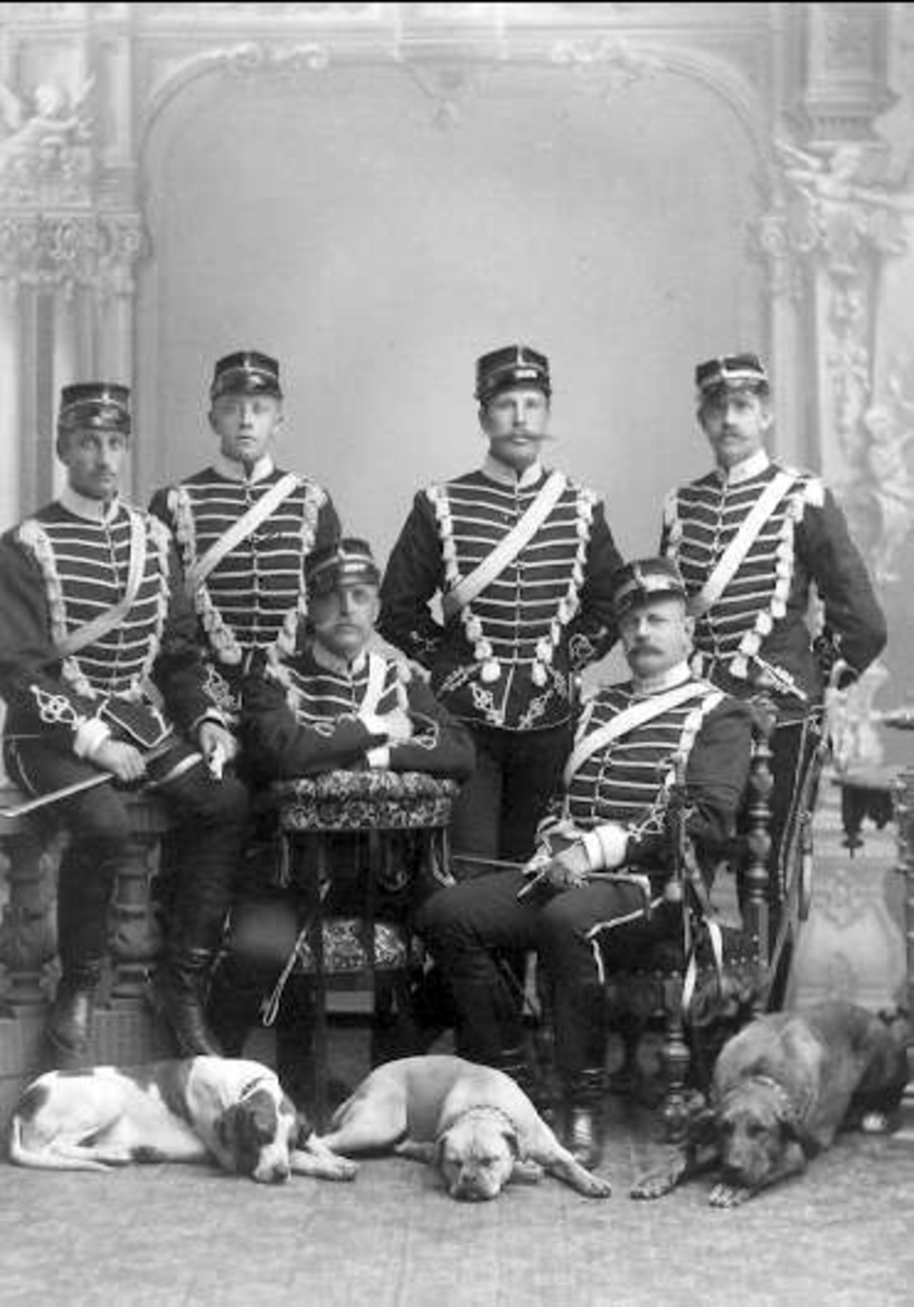 Örebro omkring 1890. Gilbert Hamilton (Blomberg), Magnus Palmstierna (Skenäs), Carl Axel Lewenhaupt, Bernhard Grill, Fritz Cassel (Laxå), Gustaf Örn.