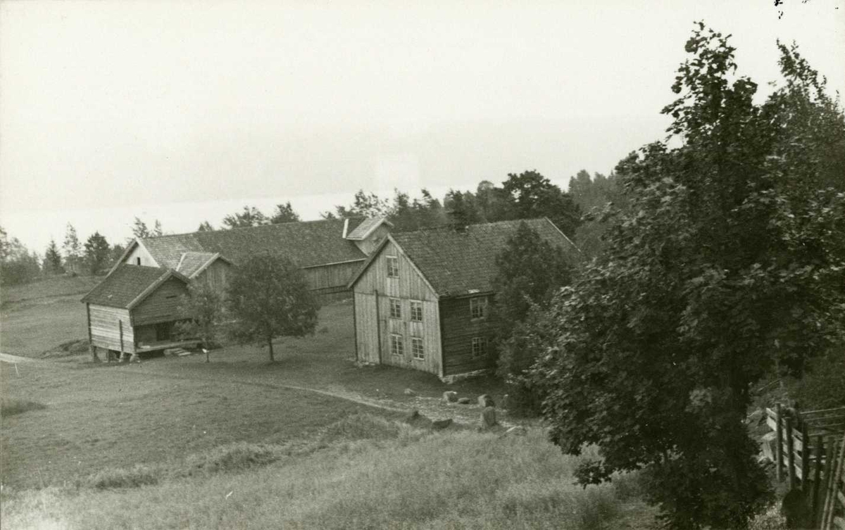 Oppegård, Feiring, Eidsvoll, Akershus. Gårdstun sett fra oversiden.